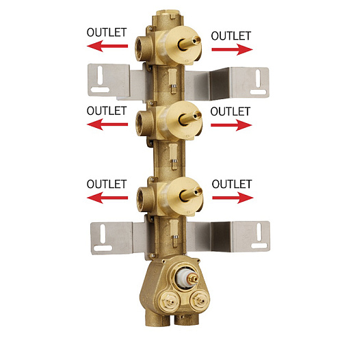 Bossini Встраиваемая часть термостата 3 дивиатора на 2 выхода, (6 выходов) высокой пропускной способности на ¾”, уст-ка верт/гор.