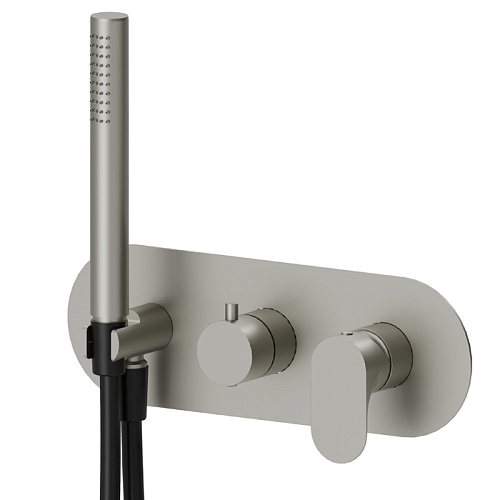 Newform Linfa II Смеситель для душа, встраиваемый, с ручным душем, 2 потока, внешняя часть, цвет: titanium satin