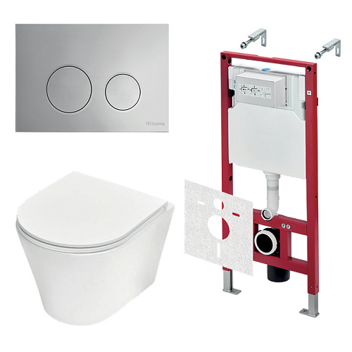 TECEspring Base Комплект: унитаз модель K, инсталяция, панель смыва LT с круглыми кнопками, цвет: белый / хром глянцевый