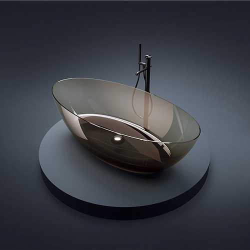 Gruppo Treesse Camelia Ванна 180х85х50см., отдельностоящая, без перелива, сифон, цвет: SMOKEY TRANSPARENT RESIN