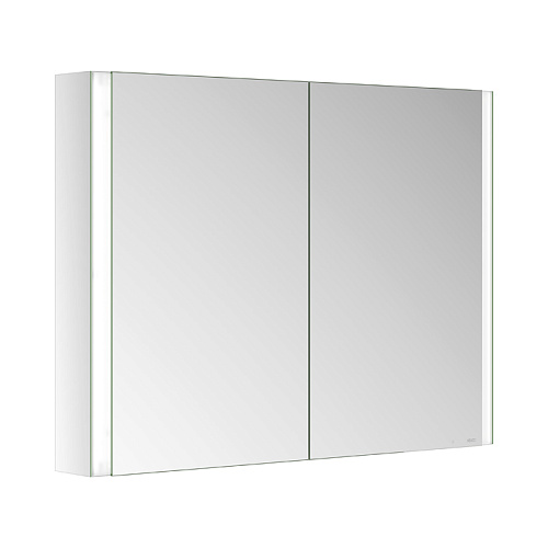 Keuco Somaris Зеркальный шкаф, 100x71x12.8см., 2-дверный двустор. зеркало, P 44 c плавным закр., корпус: алюминий серебристый цвет: