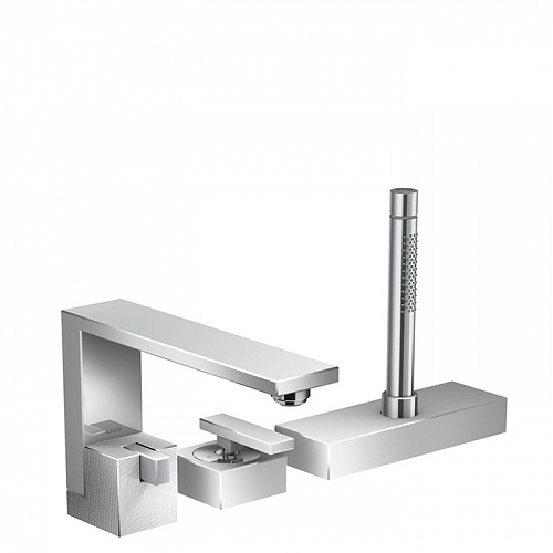 Axor Edge Смеситель на борт ванны, на 3 отв., с ручным душем, излив 210мм, алмазная огранка, цвет: хром