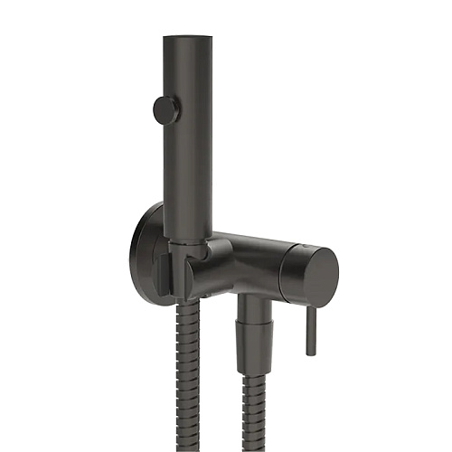 Gessi Transparenze Гигиенический душ, с настенным держателем, со смесителем, с подводом воды и шлангом 125cм., цвет: Black Metal Br. PVD