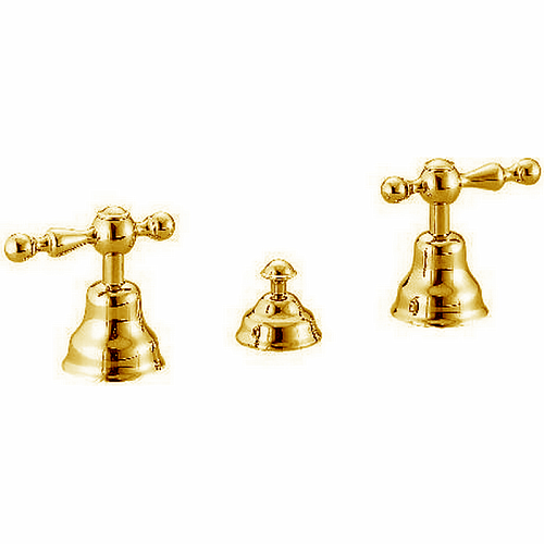 CISAL Arcana America Смеситель для биде на 3 отверстия без излива, с донным клапаном, цвет: золото