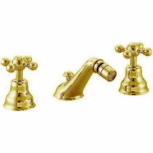 CISAL Arcana Ceramic Смеситель для биде на 3 отверстия с донным клапаном, цвет: золото 