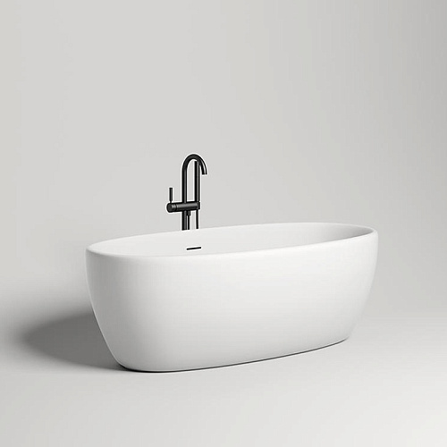 Salini Luce Ванна отдельностоящая 170х85х58cм, донный клапан "Up&Down", сифон, слив-перелив, S-stone, цвет: белый матовый