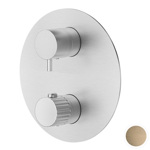 Newform Steel Line Смеситель для душа, встраиваемый, термостатический, цвет: pvd brushed pale gold