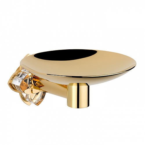 THG Pétale de cristal clair Мыльница металлическая ø 15см., подвесная, цвет: золото/прозрачный хрусталь