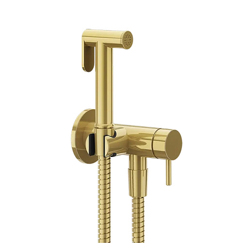 Gessi Cono GESSI TOTAL LOOK Гигиенический душ с наст. держ. со смесителем,с подводом воды и шлангом 1250 мм., цвет: Gold PVD