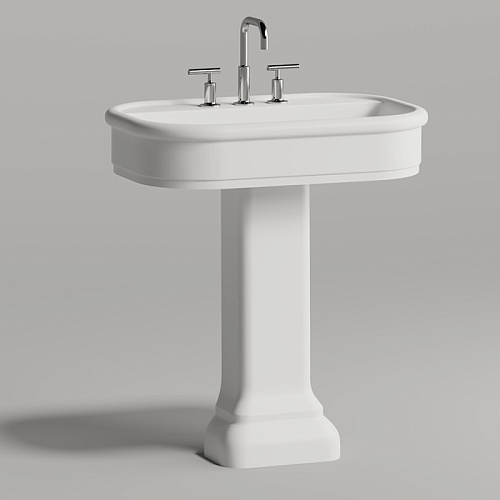 Salini Opera Раковина 75х50х16см., накладная, 3 отв., с пьедесталом, S-Stone, цвет: белый матовый