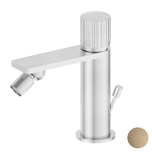 Newform Steel Line Смеситель для биде, 1 отв., с донным клапаном, цвет: pvd brushed pale gold