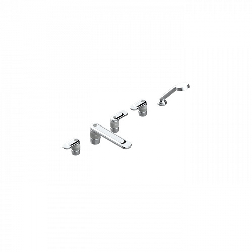 THG CORVAIR A MANETTES FIOR DI BOSCO Смеситель на борт ванны на 5 отверстий, двойной, с ручным душем, цвет: хром