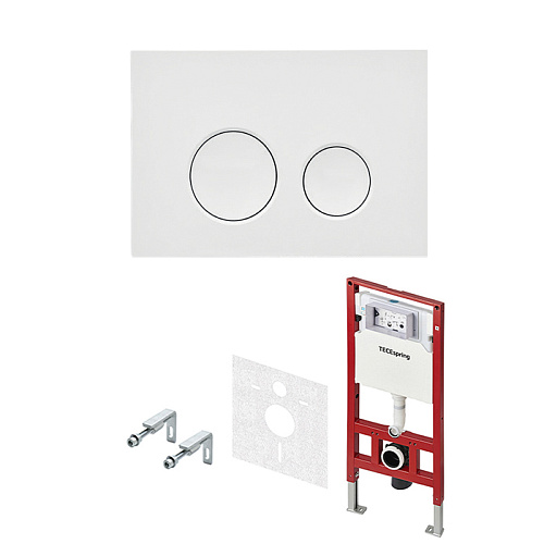TECEspring комплект 4 в 1 инсталяция, панель смыва LT с круглыми кнопками, белый глянцевый