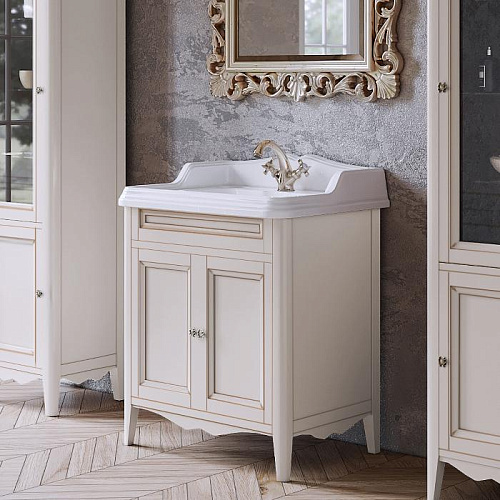 TW Veronica, База с раковиной Simas AR834bi*1 73x54см с 1отв. под смеситель , 2 расп. дверки, доводч. Blum, ручки: Riflesso бронза, напольная, цвет: Vintage