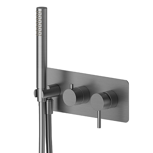 Newform X-STEEL 316 Смеситель для душа, встраиваемый, на 2 выхода, с ручным душем, цвет: PVD Brushed gun metal