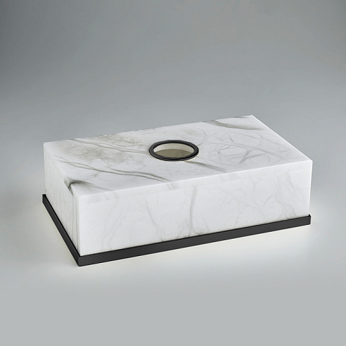 3SC Baster Round Контейнер для бумажных салфеток 26.5х7.5х15.5 см., настольный, цвет: алебастр/никель черный матовый