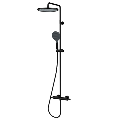 Bossini Apice Стойка для душа с термостатическим смесителем, верхним душем Ø280 мм., ручным душем и шлангом 1500 мм., цвет: черный матовый