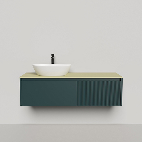 Salini Domino Тумба со столешницей и накладной раковиной, 140х50х40см., из S-Stone в сборе, крепеж; сифон; фасад: эмаль Ral6004, столешница: Ral1000