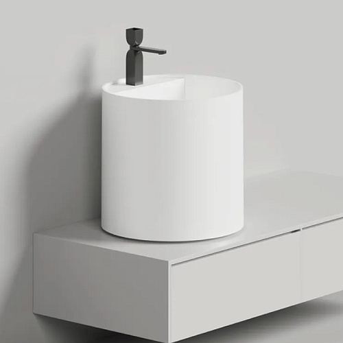 Salini Armonia Round Top 03 Раковина напольная 45х45х450см., с 1 отв., мат-л: S-Stone, цвет: белый матовый