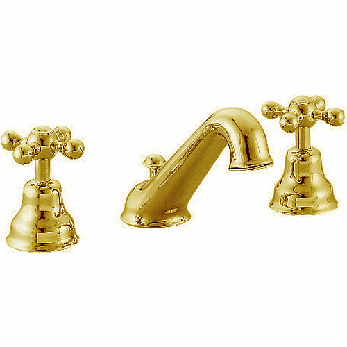 CISAL Arcana Ceramic Смеситель для раковины на 3 отверстия с донным клапаном, цвет: золото 