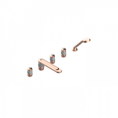 THG CORVAIR FIOR DI BOSCO Смеситель на борт ванны на 5 отверстий, двойной, с ручным душем, цвет: Blush PVD