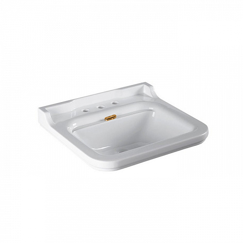 Kerasan Waldorf Раковина 60х55 см, 3 отв., керамическая, цвет: белый/золото