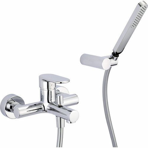 CISAL LineaViva Смеситель настенный для ванны/душа с ручной лейкой,держателем и шлангом, цвет: хром