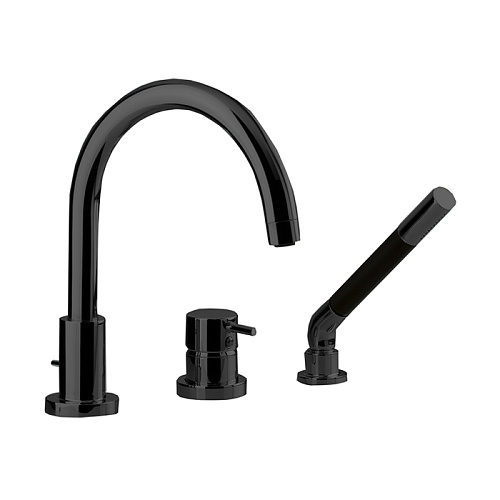 Cisal Less New Смеситель на борт ванны на 3 отв. с ручной лейкой, цвет: черный матовый