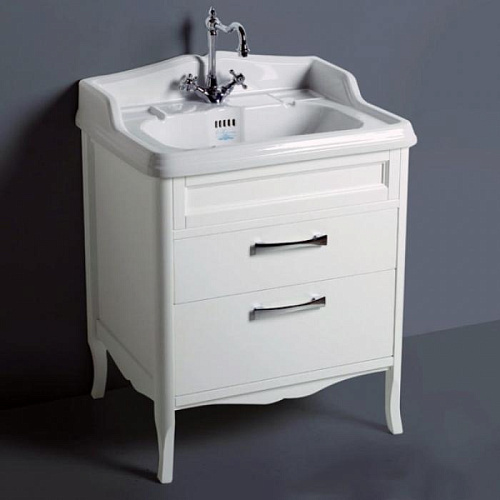 SIMAS Arcade Комплект мебели с двумя выдвижными ящиками, цвет: белый, фурнитура хром с раковиной AR834, 70см, напольный, Цвет: белый