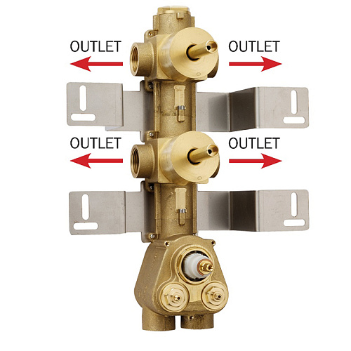 Bossini Встраиваемая часть термостата  2 дивиатора на 2 выхода, (4 выхода) высокой пропускной способности на ¾”, уст-ка верт/гор.