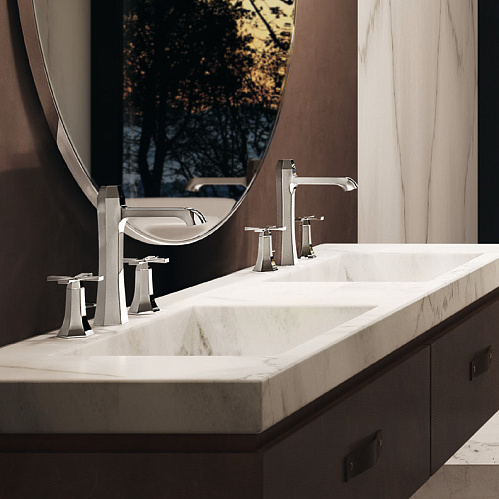 CISAL Cherie Смеситель для раковины на 3 отв. с донным клапаном, цвет: хром/черный матовый