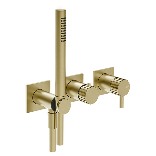 Gessi Incastri Смеситель для душа, настенный, с ручным душем, цвет: Brass Brushed PVD