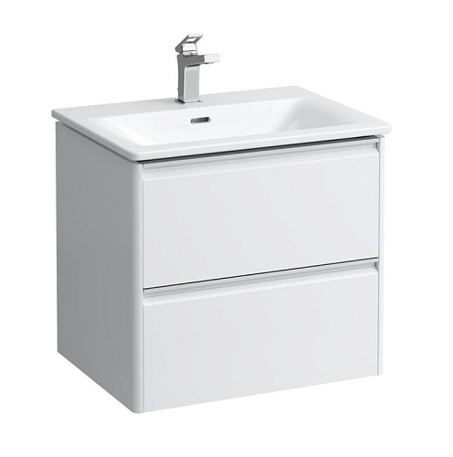 Laufen Palace Комплект мебели 600х450х545 мм., с раковиной Slim, 2 ящика, органайзер для ящика, ручка анодированный алюминий, цвет: белый матовый