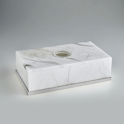 3SC Baster Round Контейнер для бумажных салфеток 26.5х7.5х15.5 см., настольный, цвет: алебастр/хром