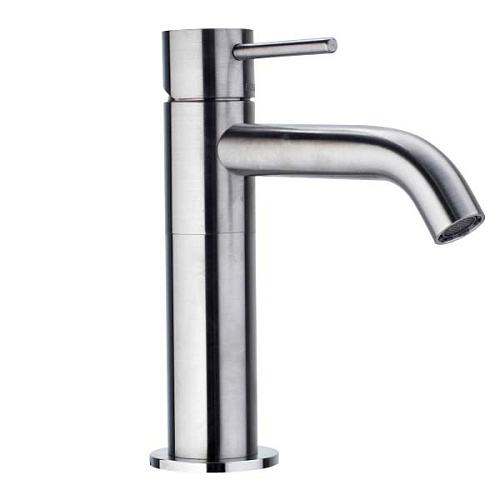 Bossini Inox Однорычажный Смеситель для раковины на 1 отв., из нержавеющей стали без донного клапана, цвет: Сатинированная нержавеющая сталь