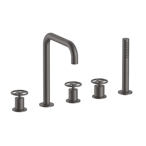 Fantini Fontane Bianche Набортный смеситель для ванны, 5 отв., цвет: Matt Gun Metal PVD