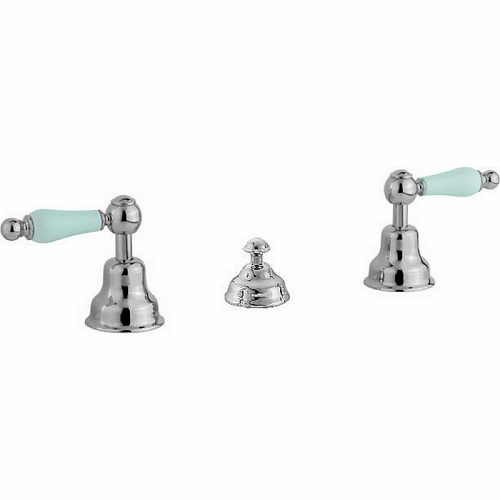 CISAL Arcana Toscana Смеситель для биде на 3 отверстия без излива, с донным клапаном, цвет: хром/белый