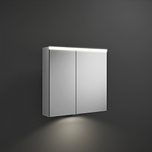 BURGBAD Iveo  Зеркальный шкаф с подсветкой , 70.8х68х16см, свет. 1 выкл. стекл полки, 2 зеркальн двери с обеих сторон, зеркальная поверхность