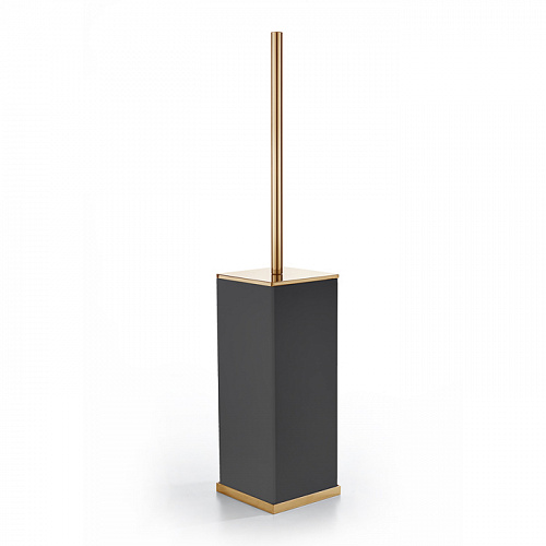3SC Mood Deluxe Black Туалетный ёршик, напольный, композит Solid Surface, цвет: чёрный матовый/золото 24к. 