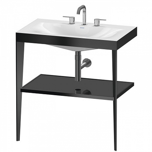 Duravit XViu Консоль напольная, 80x48x85см, с полкой, с раковиной без перелива, 3 отв., цвет: black matt/black high gloss lacquer