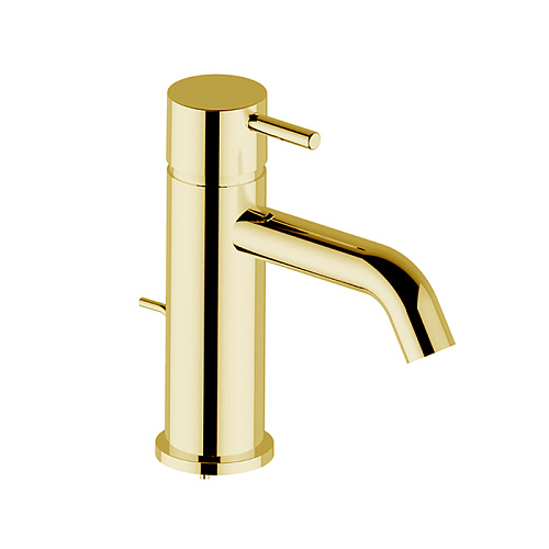 Cisal Less New Смеситель для раковины, на 1 отв, с донным клапаном, цвет: золото брашированное