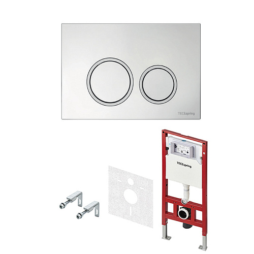 TECEspring комплект 4 в 1 инсталяция, панель смыва R с круглыми кнопками, хром матовый