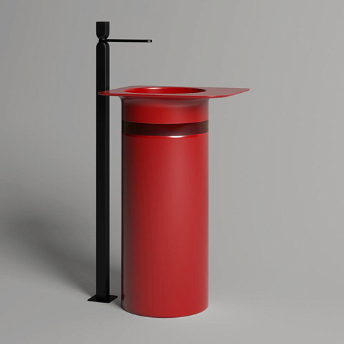 Salini Ninfea Раковина напольная 54.5х44.7х88см, без отв., донный клапан "Up&Down", сифон, материал: S-Stone, цвет: Carmine red