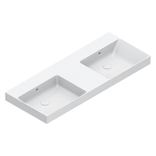 Catalano Zero Раковина 125x50см двойная, без отв., цвет: белый глянцевый