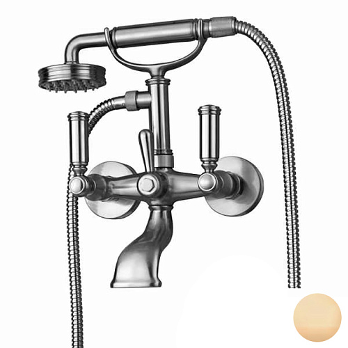 Bossini Liberty Смеситель для ванной, настенный, с ручным душем, цвет: античная бронза