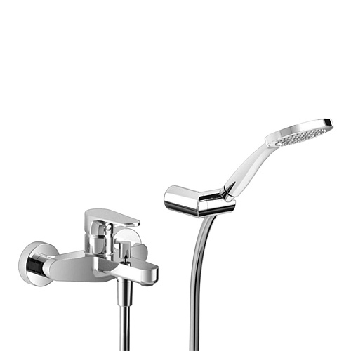 Cisal Alma Смеситель для ванны, настенный, с ручным душем, держателем и шлангом, цвет: хром