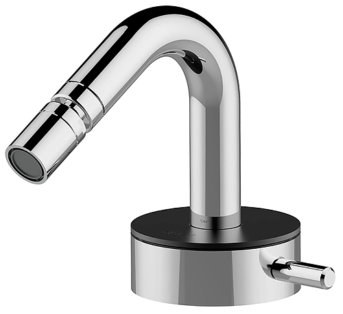 CISAL Slim Смеситель однорычажный для биде на 1 отверстие с донным клапаном, цвет: хром/черный матовый