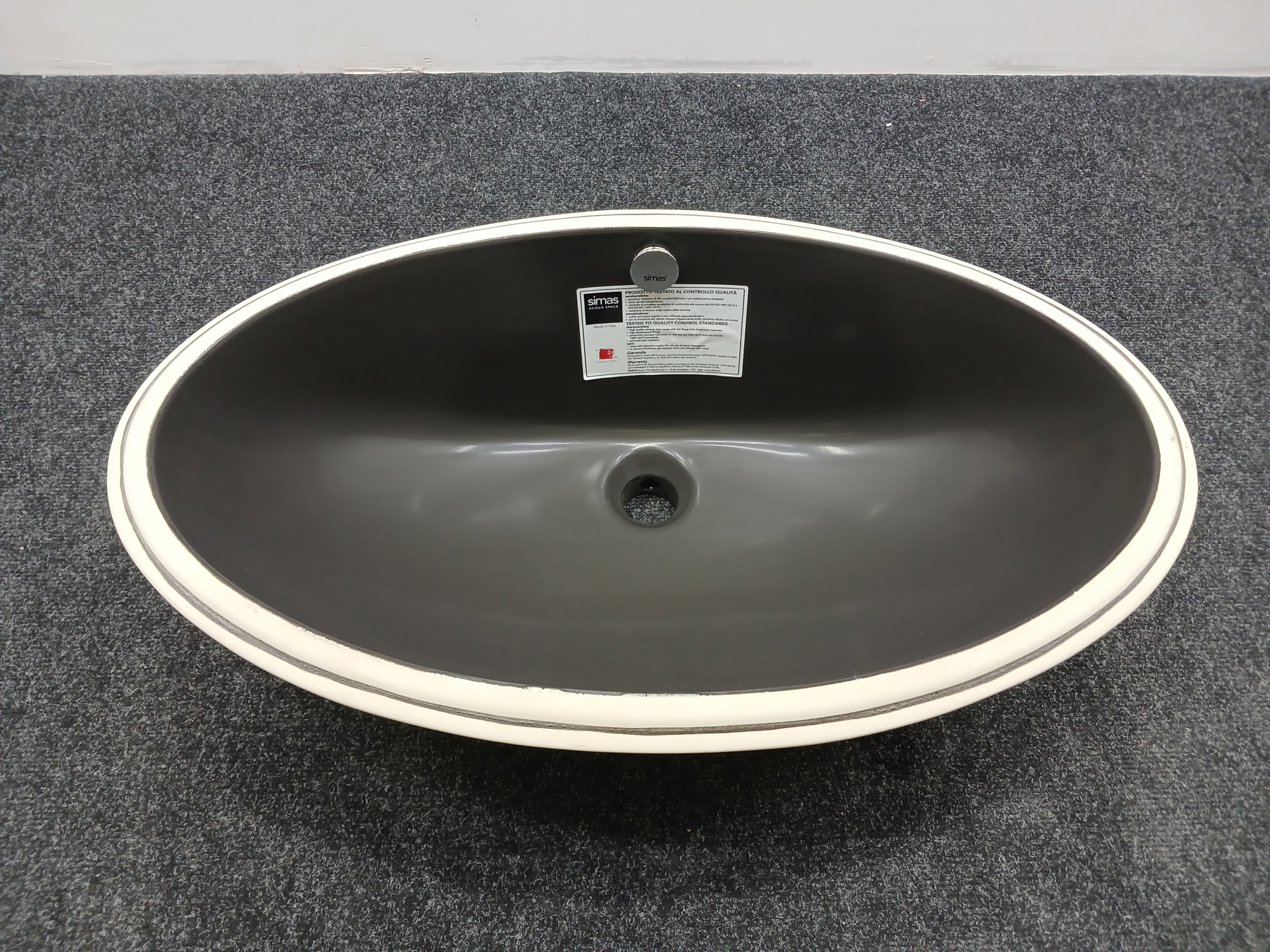 Simas Lft Spazio раковина встаиваемая под столешницу 66х39см, цвет: antracite matt