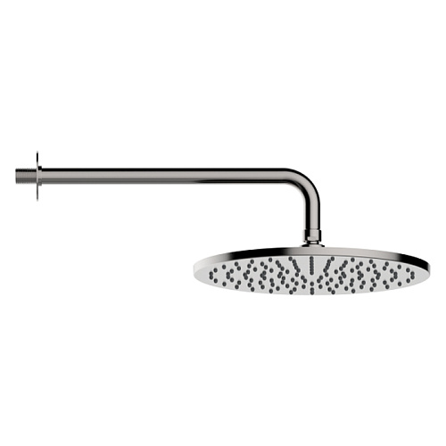 Bossini Nobu Душевая лейка из нерж. стали Ø 280 mm самоочищающаяся на шарнире на 1/2" F и держатель из нержавеющей стали, цвет: нержавеющая сталь