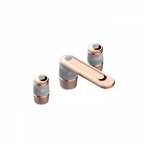 THG CORVAIR FIOR DI BOSCO Смеситель для раковины на 3 отверстия, с донным клапаном, цвет: Blush PVD